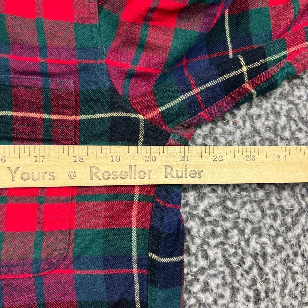 J. Crew Button Up Shirt Men Medium Red Green Flannel Plaid Long Sleeve Cotton M